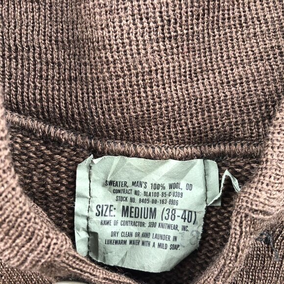 Sebo Knitwear Men's Commando Sweater Medium 100% Wool Brown Rib Knit Henley - Picture 9 of 14